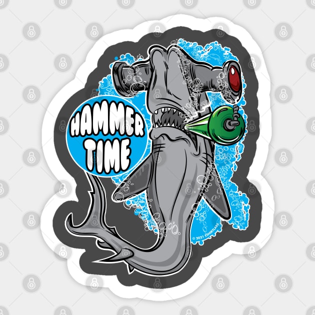 Hammer Time - Hammerhead Shark Sticker by eShirtLabs